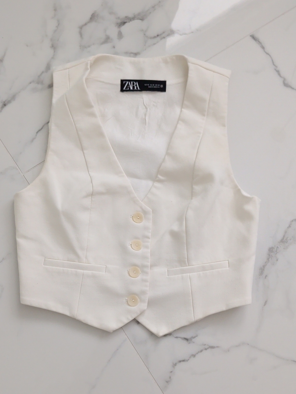 Zara Cream Button-Front Tailored Women's Vest